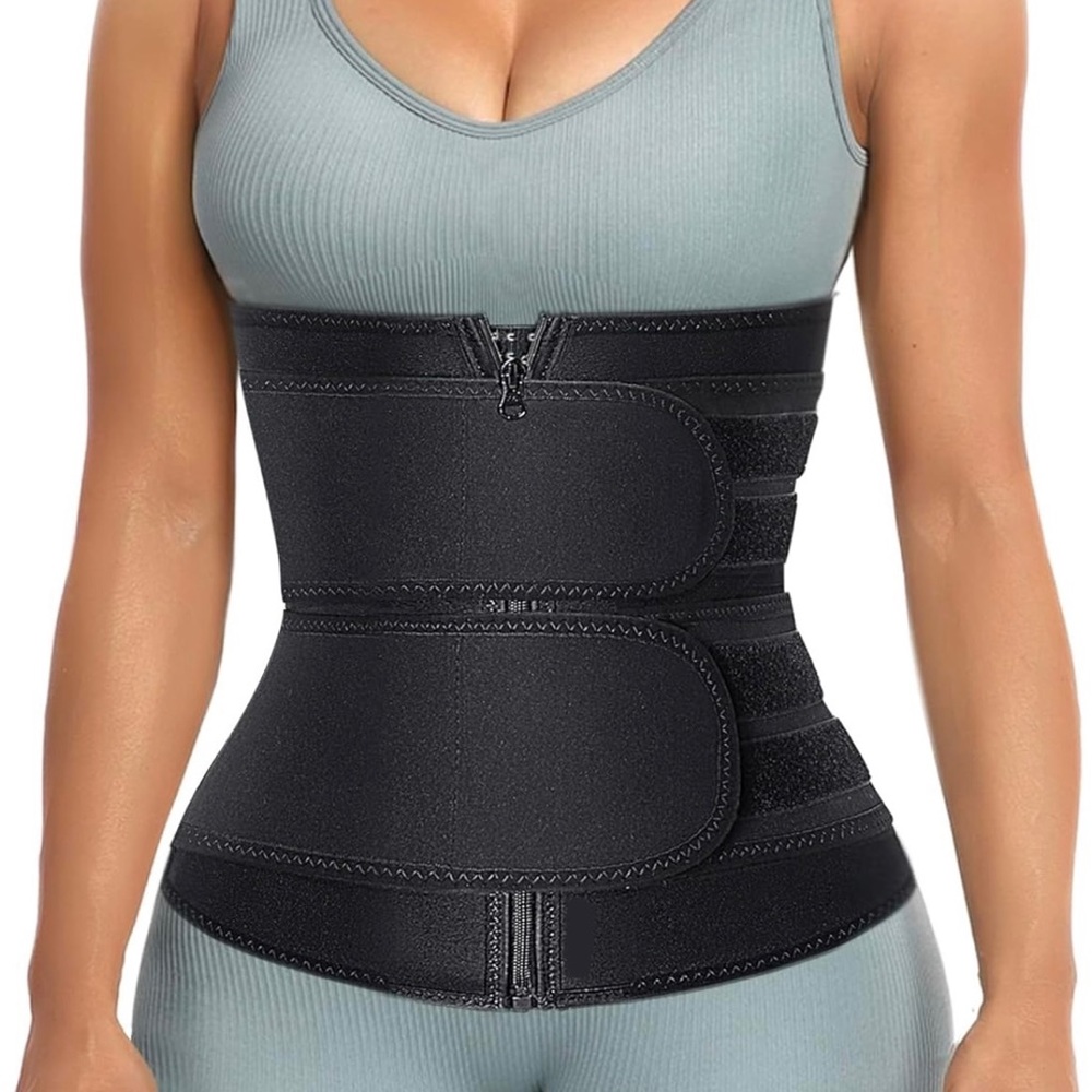 Women’s Black Waist Trainer Shapewear Waist Trimmer Sweat Band Workout Corset XL